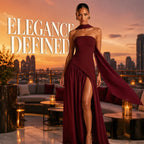Women's Strapless Cape Halter Maxi Dress
