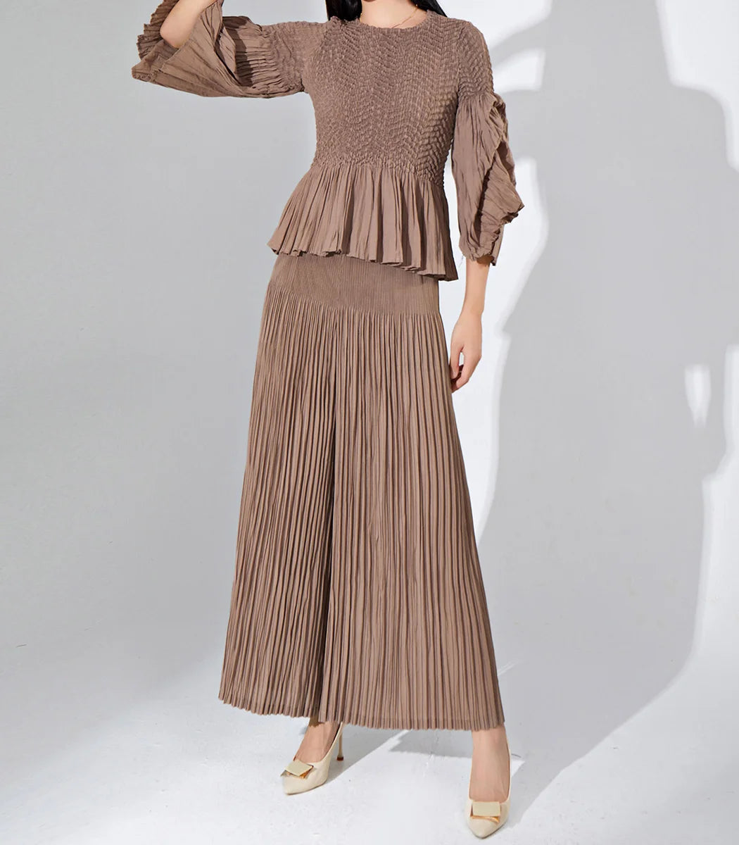Pleated Fuzzy-Trim Mermaid Stretch Set