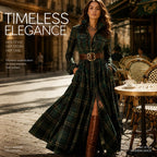 Women's Tartan Plaid Maxi Shirt Dress