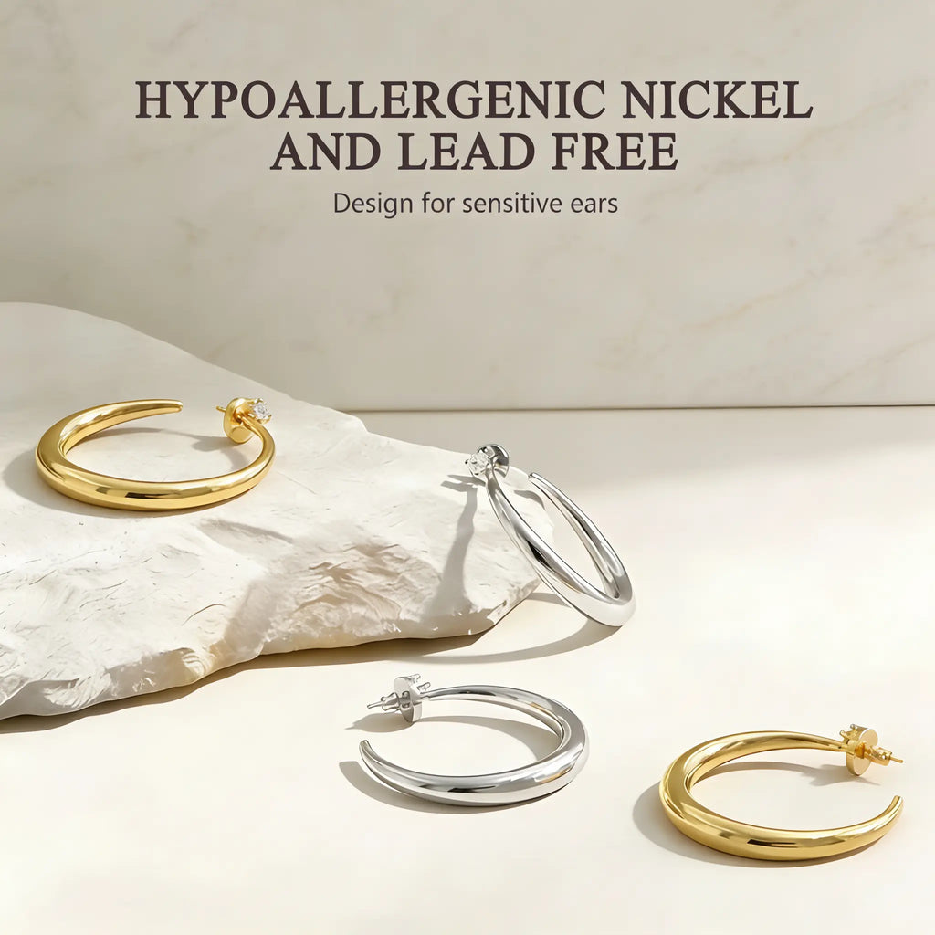 14K Gold & White Gold Plated Hoop Earrings