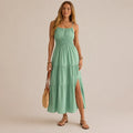 Pleated Solid Color Slim Dress