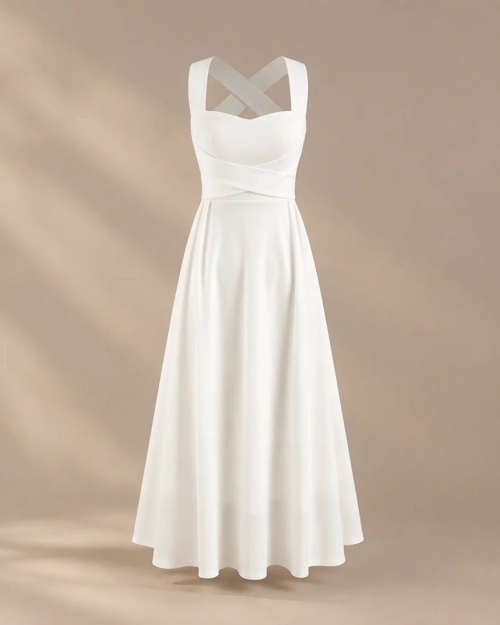 Square Neck Halter Wrap Waist Midi Dress – A-Line Summer Wedding Guest Dress | Oyese
