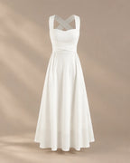 Square Neck Halter Wrap Waist Midi Dress – A-Line Summer Wedding Guest Dress | Oyese
