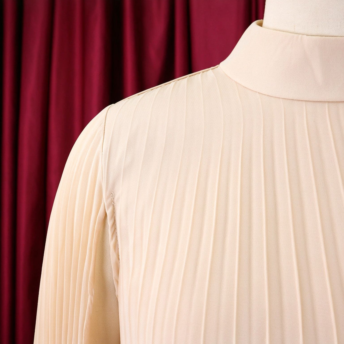 Mock Neck Pleated Chiffon Cape Shift Dress | Oyese