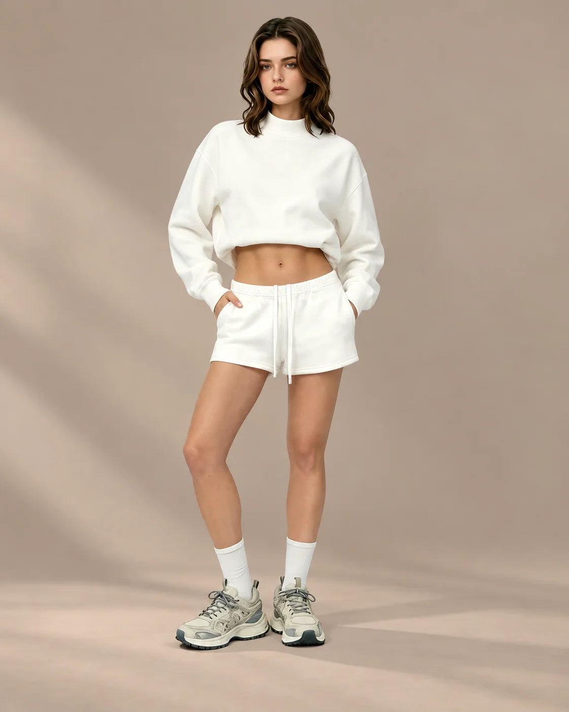 Oversized Mock Neck Fleece-Lined Pullover Sweatshirt | Oyese