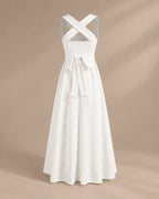 Square Neck Halter Wrap Waist Midi Dress – A-Line Summer Wedding Guest Dress | Oyese