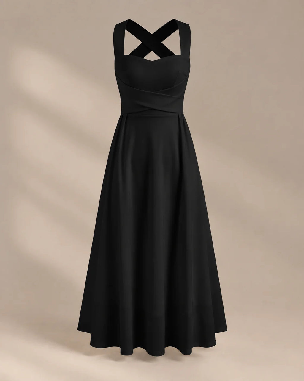 Square Neck Halter Wrap Waist Midi Dress – A-Line Summer Wedding Guest Dress | Oyese