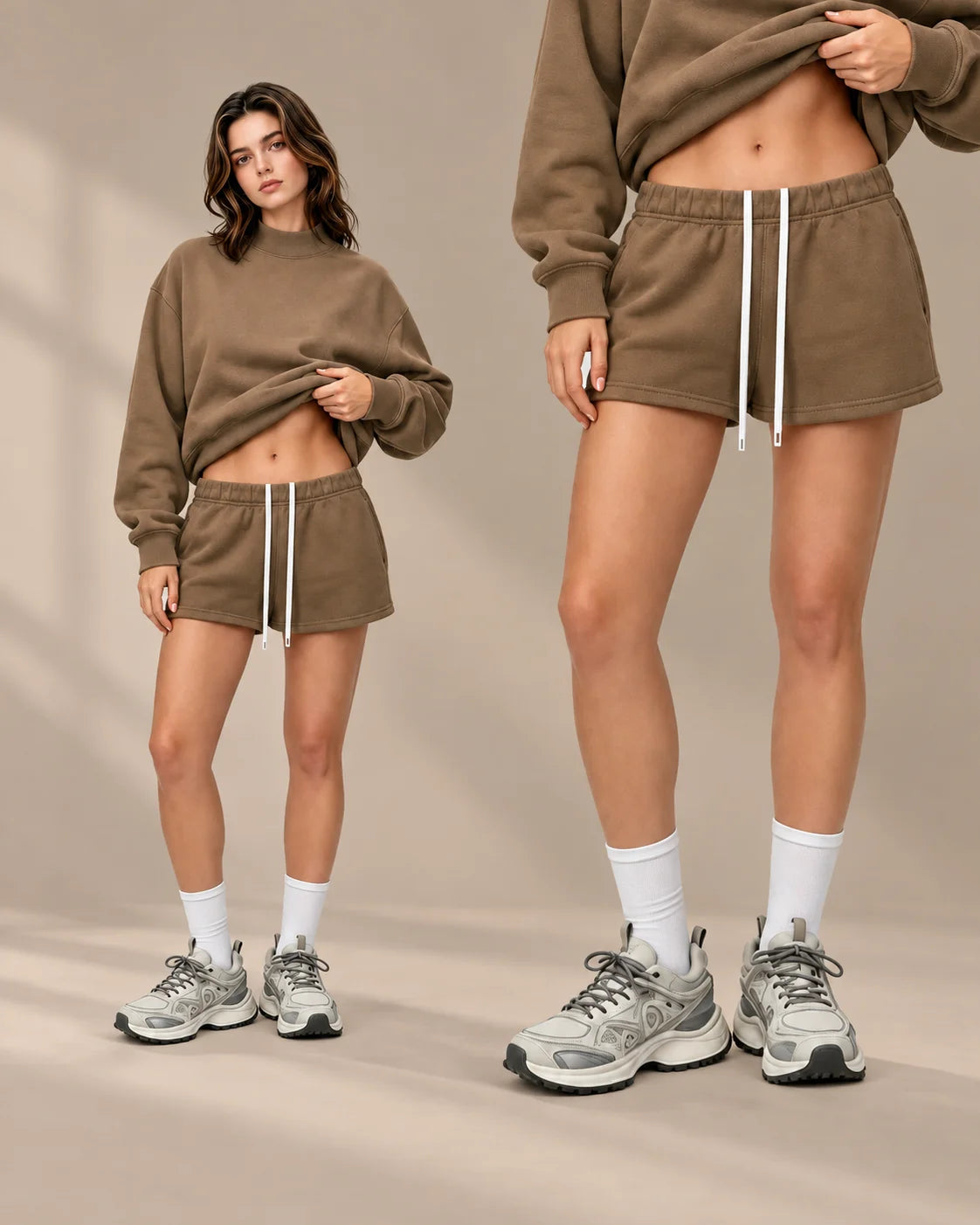 Oversized Mock Neck Fleece-Lined Pullover Sweatshirt | Oyese