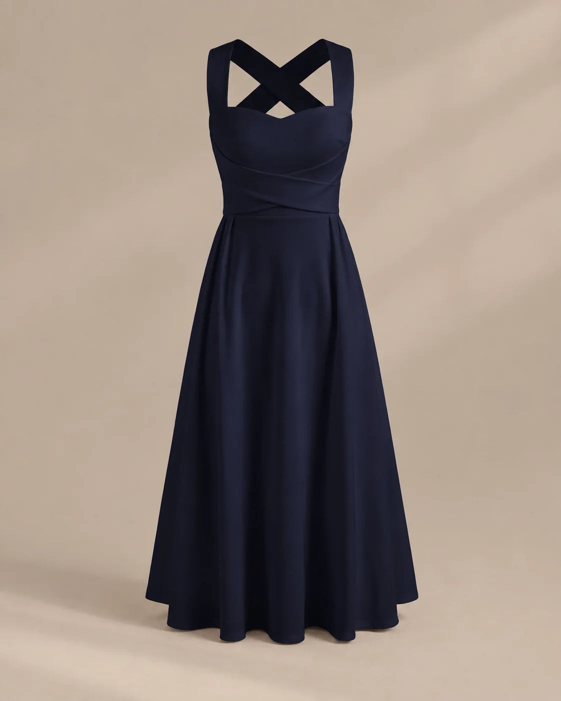 Square Neck Halter Wrap Waist Midi Dress – A-Line Summer Wedding Guest Dress | Oyese