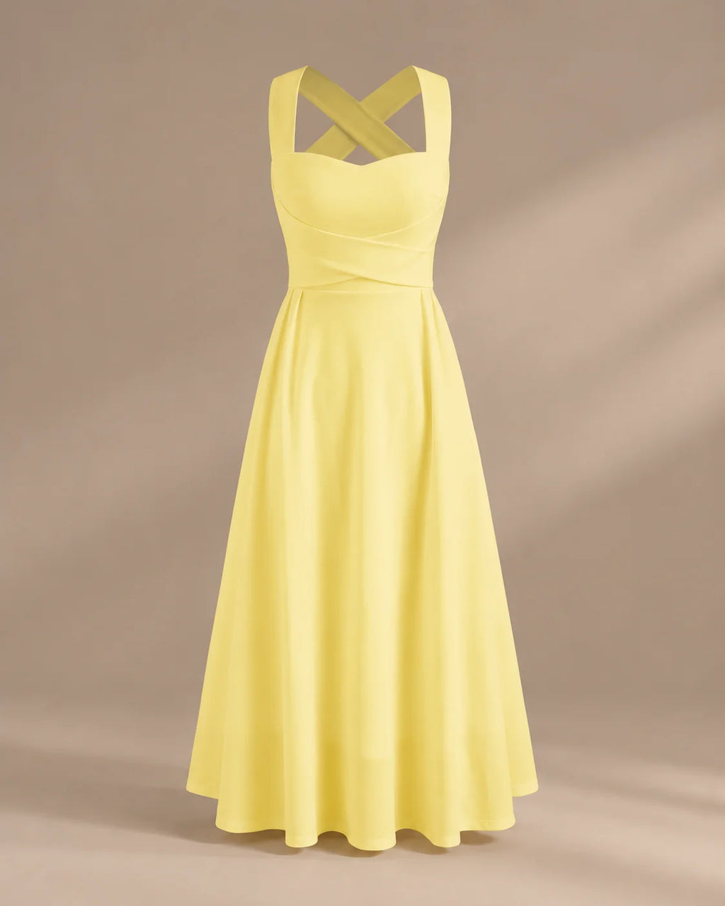 Square Neck Halter Wrap Waist Midi Dress – A-Line Summer Wedding Guest Dress | Oyese