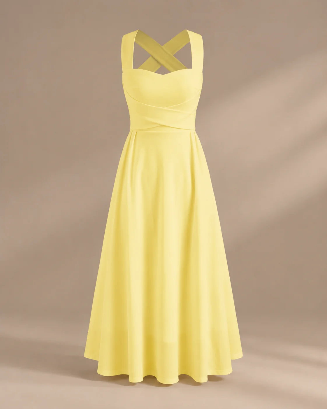 Square Neck Halter Wrap Waist Midi Dress – A-Line Summer Wedding Guest Dress | Oyese
