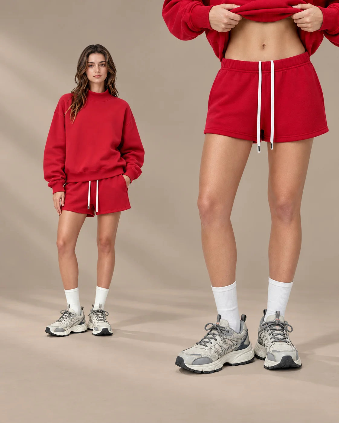 Oversized Mock Neck Fleece-Lined Pullover Sweatshirt | Oyese