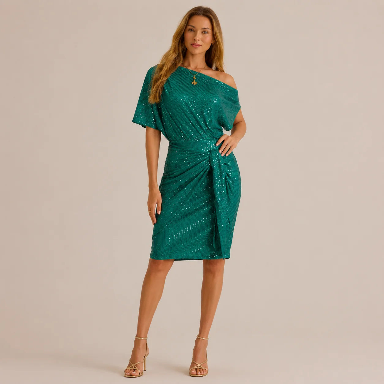 One Shoulder Sequin Ruched Cocktail Dress – Evening Party Glam | Oyese