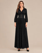 Shirt Collar Button Front Pleated A-Line Maxi Dress | Oyese