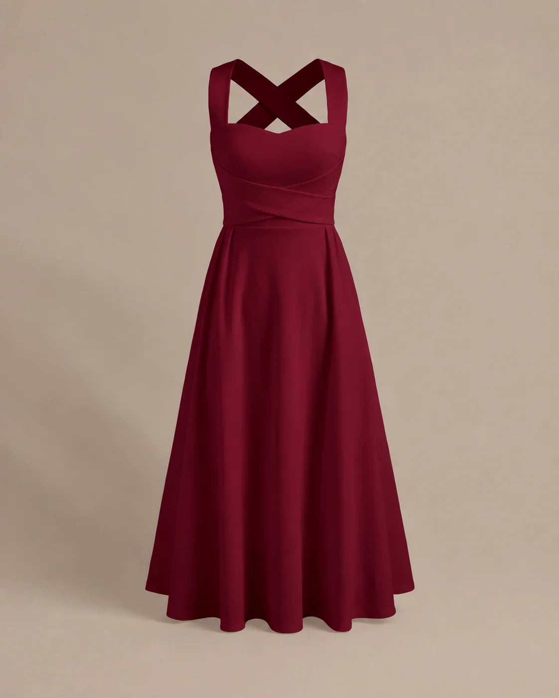 Square Neck Halter Wrap Waist Midi Dress – A-Line Summer Wedding Guest Dress | Oyese
