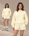 Oversized Mock Neck Fleece-Lined Pullover Sweatshirt | Oyese