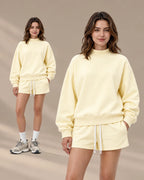 Oversized Mock Neck Fleece-Lined Pullover Sweatshirt | Oyese