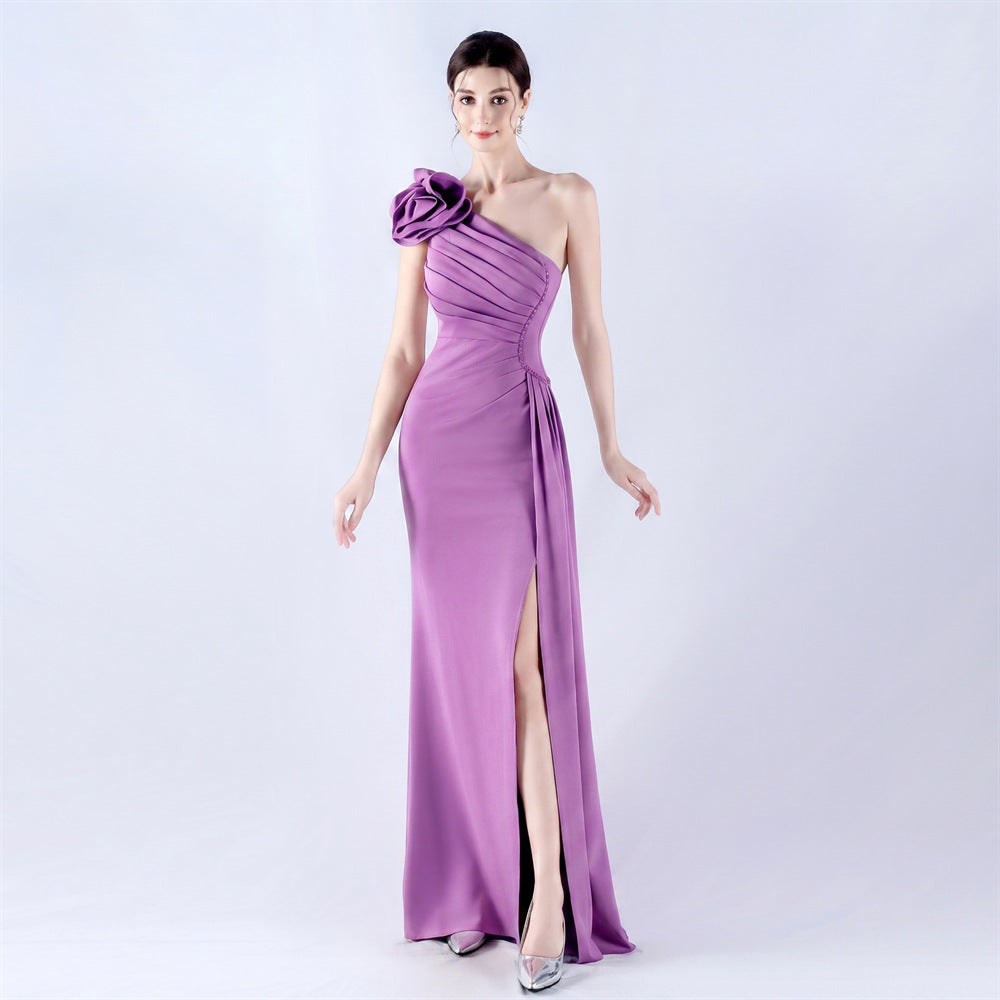 The Rose Gown — One-Shoulder Beaded Evening Dress