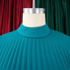Mock Neck Pleated Chiffon Cape Shift Dress | Oyese