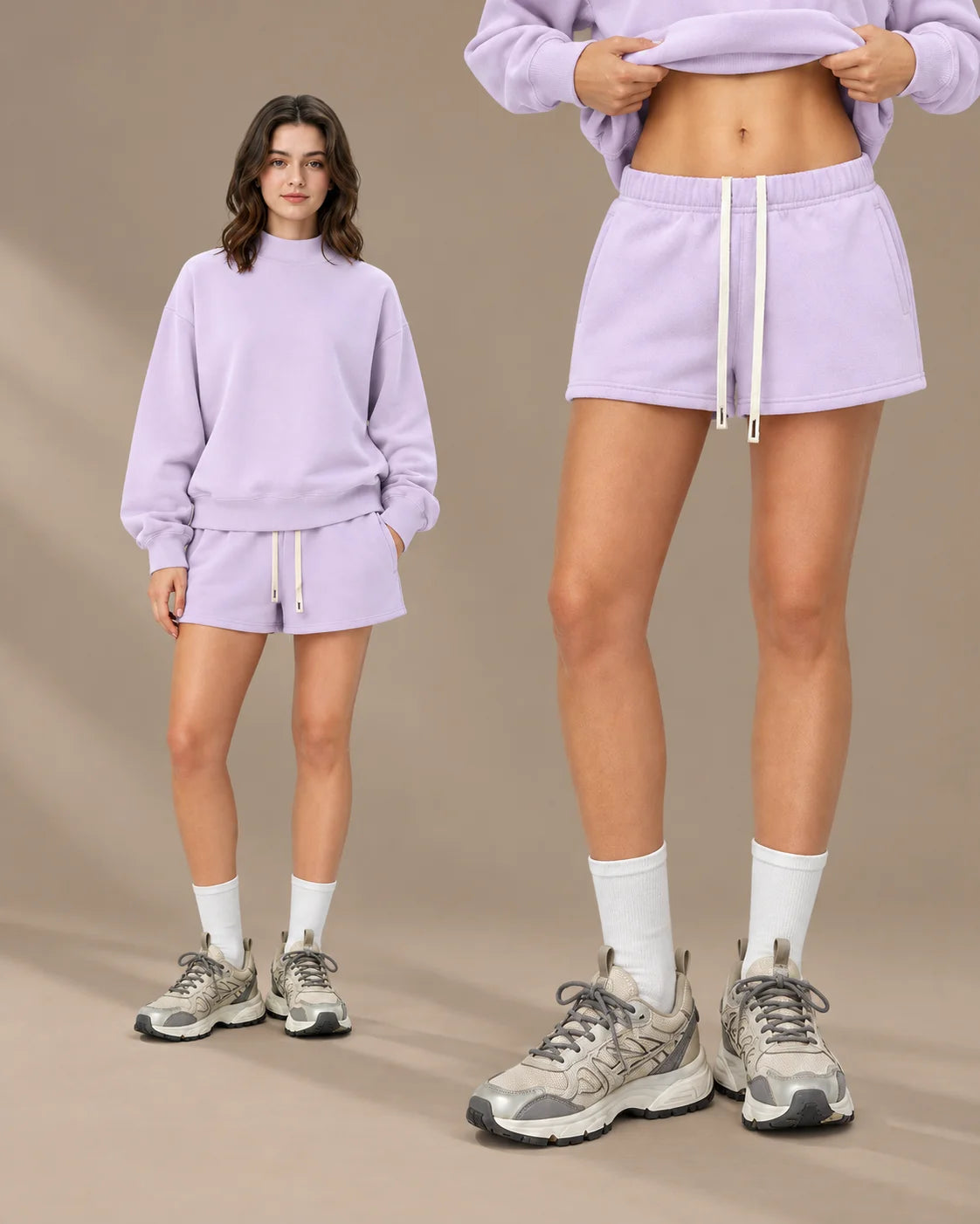 Oversized Mock Neck Fleece-Lined Pullover Sweatshirt | Oyese