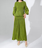 Pleated Fuzzy-Trim Mermaid Stretch Set