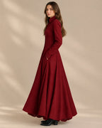 Faux Suede Button Front Maxi Dress – Long Sleeve Vintage Shirt Dress | Oyese