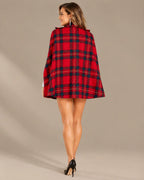 Plaid Double-Breasted Button Front Cape Coat | Oyese