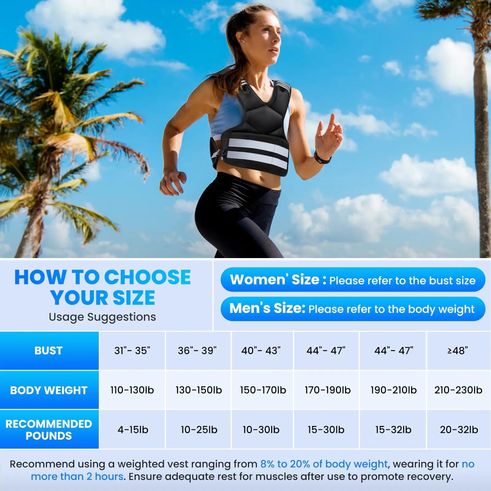 Adjustable Weighted Vest for Women and Men OYESE