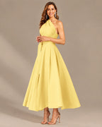 One-Shoulder Cap Sleeve Belted Fit and Flare Midi Dress | Oyese