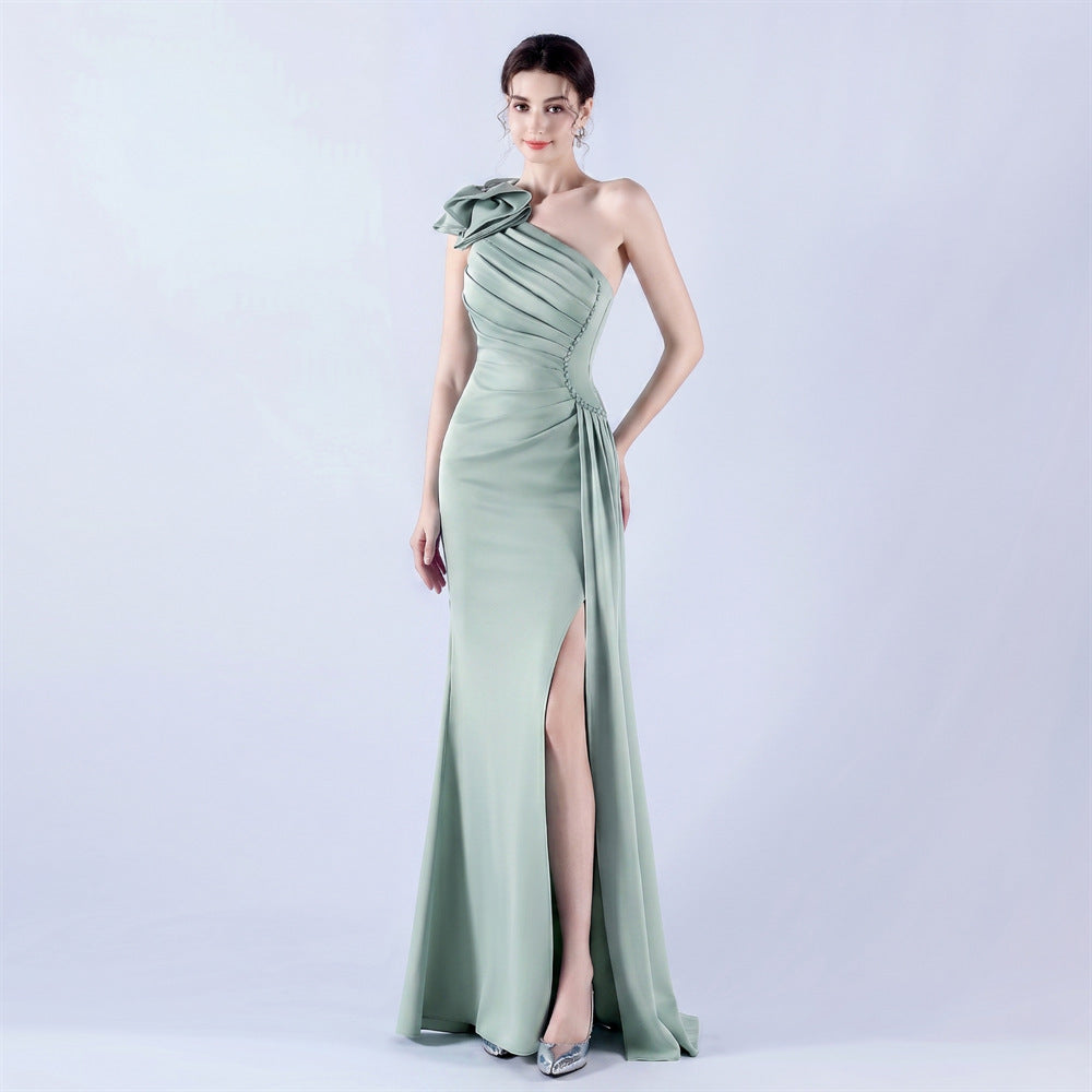 The Rose Gown — One-Shoulder Beaded Evening Dress