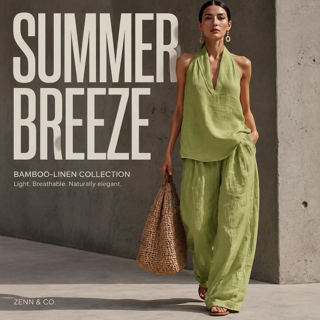 Women's 2-Piece Bamboo Linen Halter Set