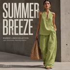 Women's 2-Piece Bamboo Linen Halter Set