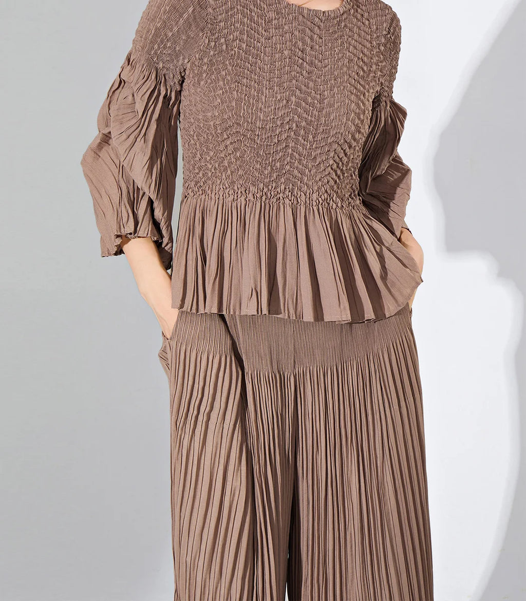 Pleated Fuzzy-Trim Mermaid Stretch Set