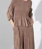 Pleated Fuzzy-Trim Mermaid Stretch Set