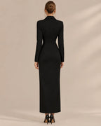 Single-Breasted Long Sleeve Fitted Longline Blazer Dress with Front Slit | Oyese