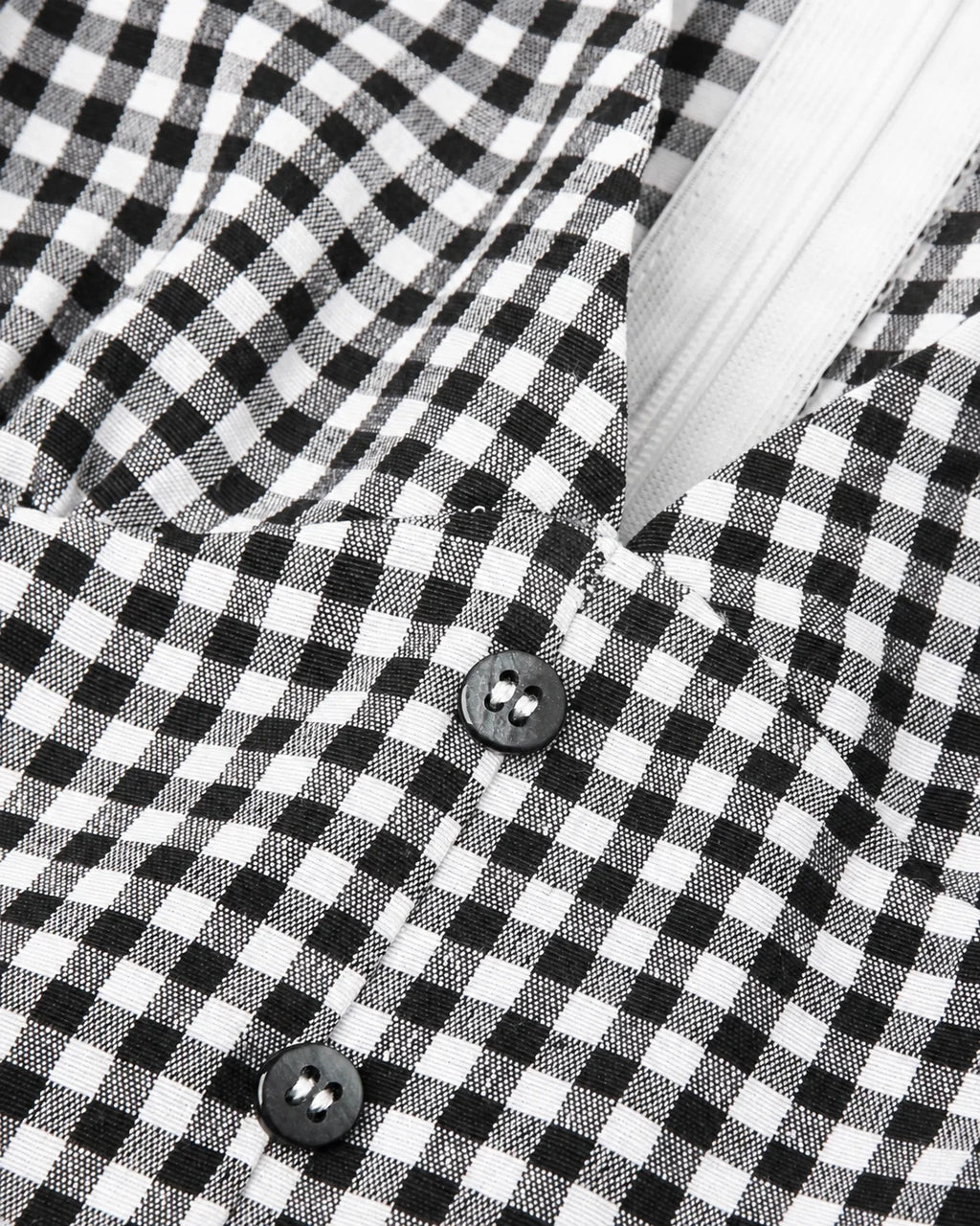 V-Neck Button Front Gingham Fitted Mini Dress | Oyese