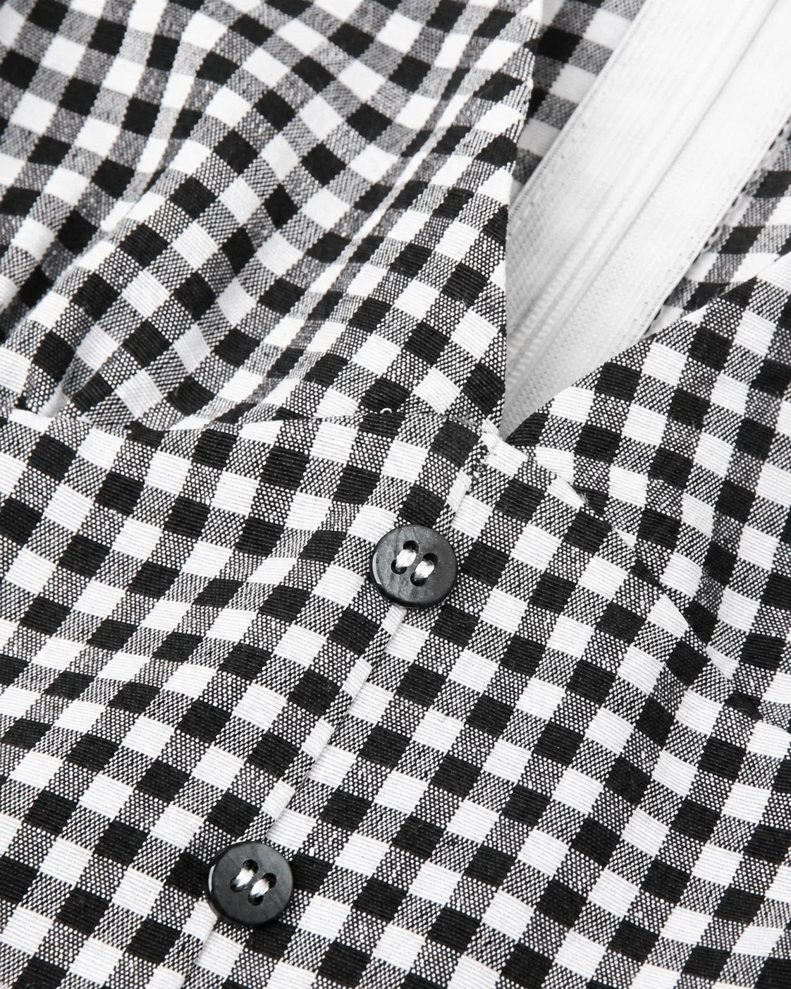 V-Neck Button Front Gingham Fitted Mini Dress | Oyese