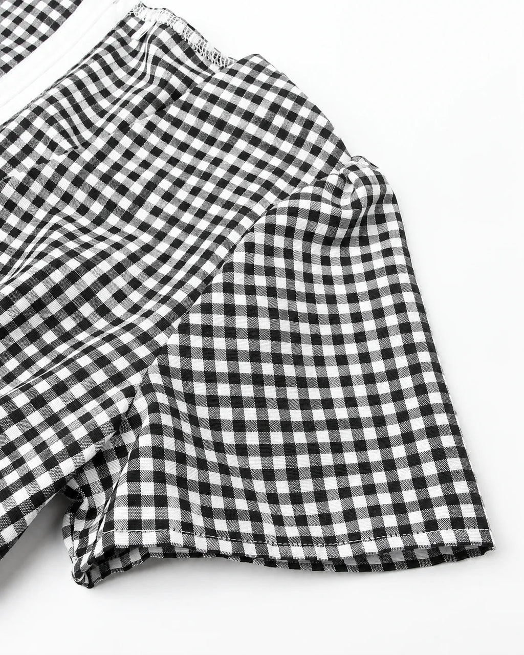 V-Neck Button Front Gingham Fitted Mini Dress | Oyese