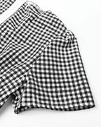 V-Neck Button Front Gingham Fitted Mini Dress | Oyese