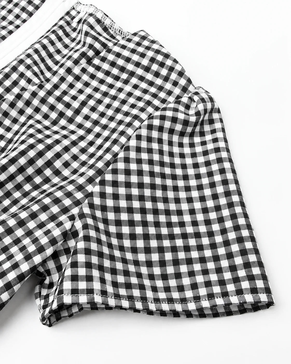 V-Neck Button Front Gingham Fitted Mini Dress | Oyese