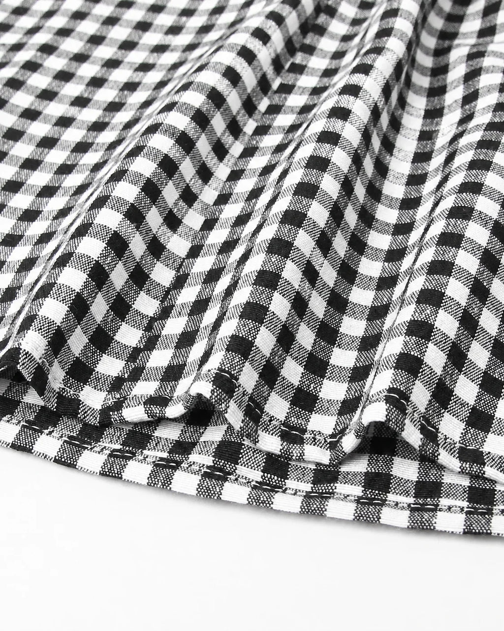 V-Neck Button Front Gingham Fitted Mini Dress | Oyese