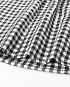 V-Neck Button Front Gingham Fitted Mini Dress | Oyese