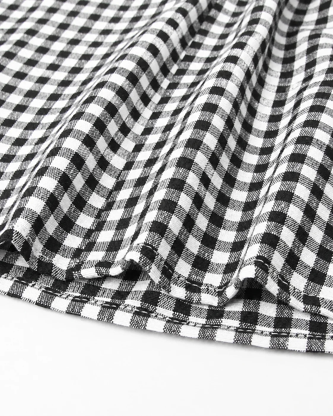 V-Neck Button Front Gingham Fitted Mini Dress | Oyese