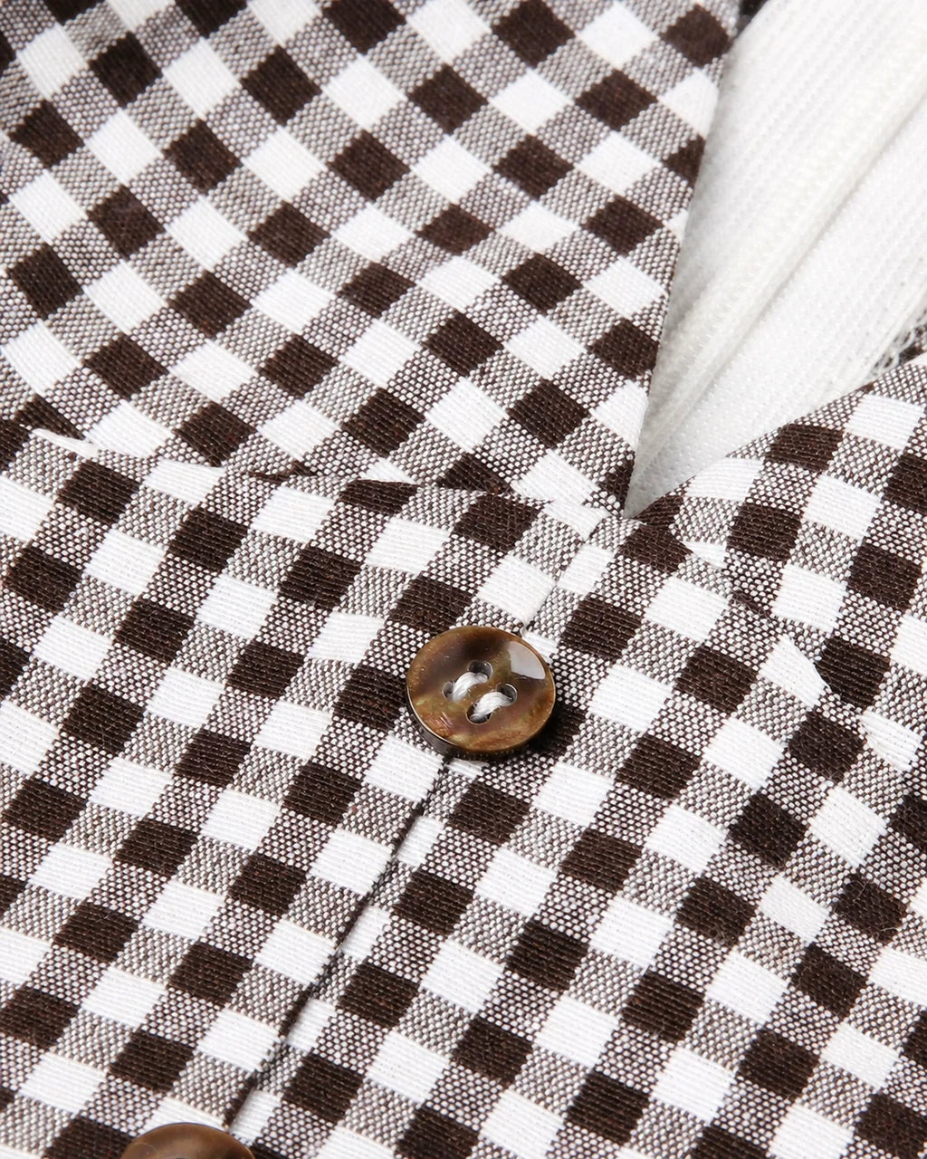 V-Neck Button Front Gingham Fitted Mini Dress | Oyese