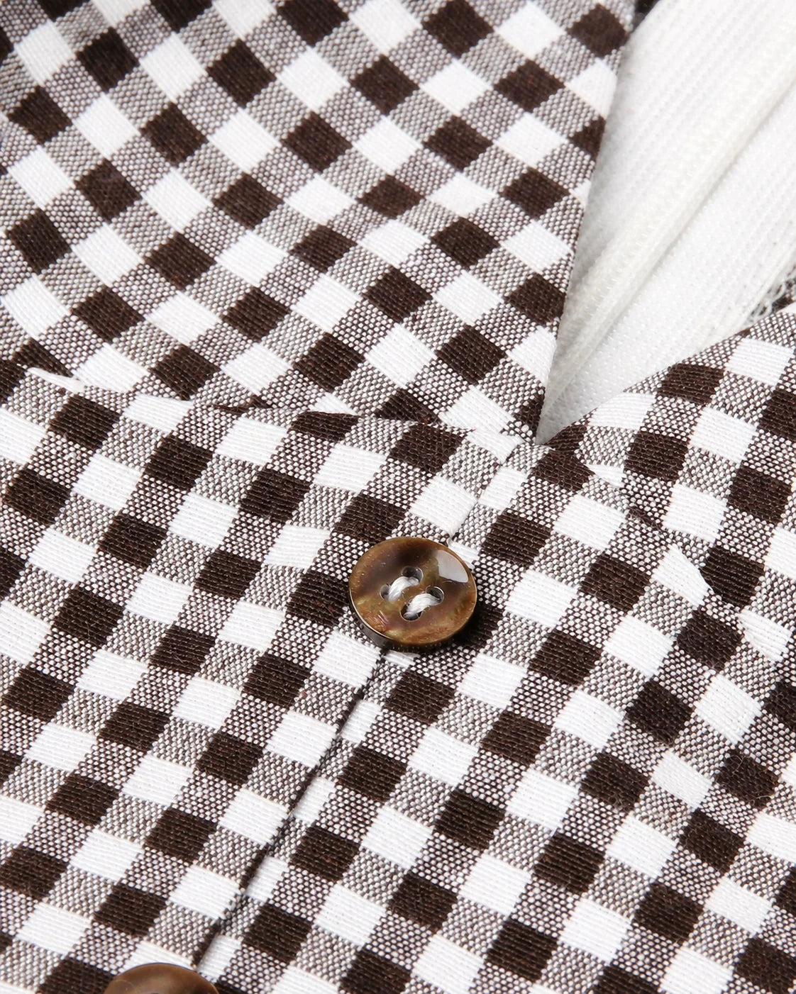 V-Neck Button Front Gingham Fitted Mini Dress | Oyese