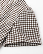 V-Neck Button Front Gingham Fitted Mini Dress | Oyese