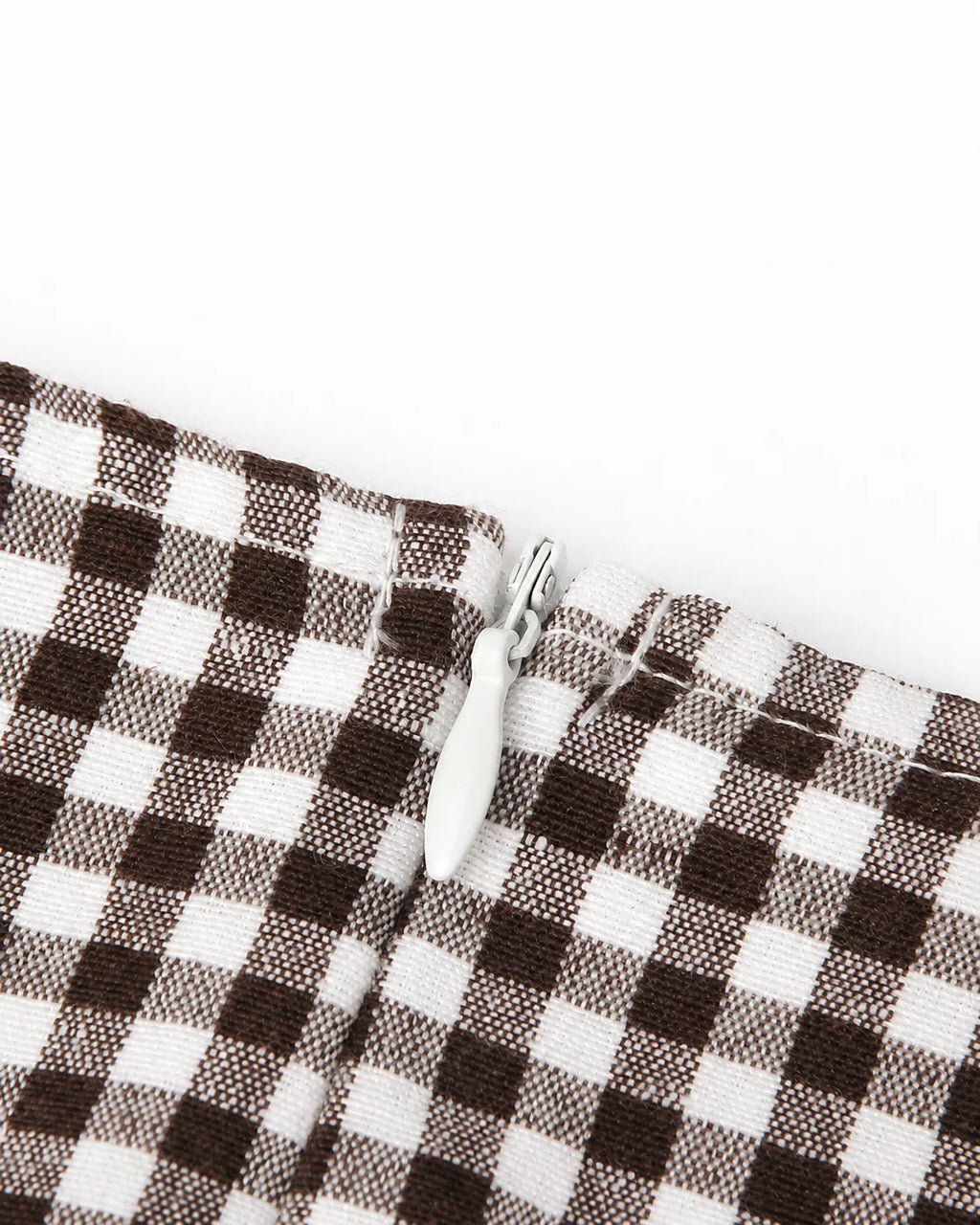 V-Neck Button Front Gingham Fitted Mini Dress | Oyese