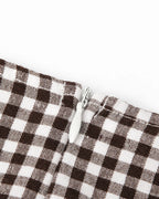 V-Neck Button Front Gingham Fitted Mini Dress | Oyese