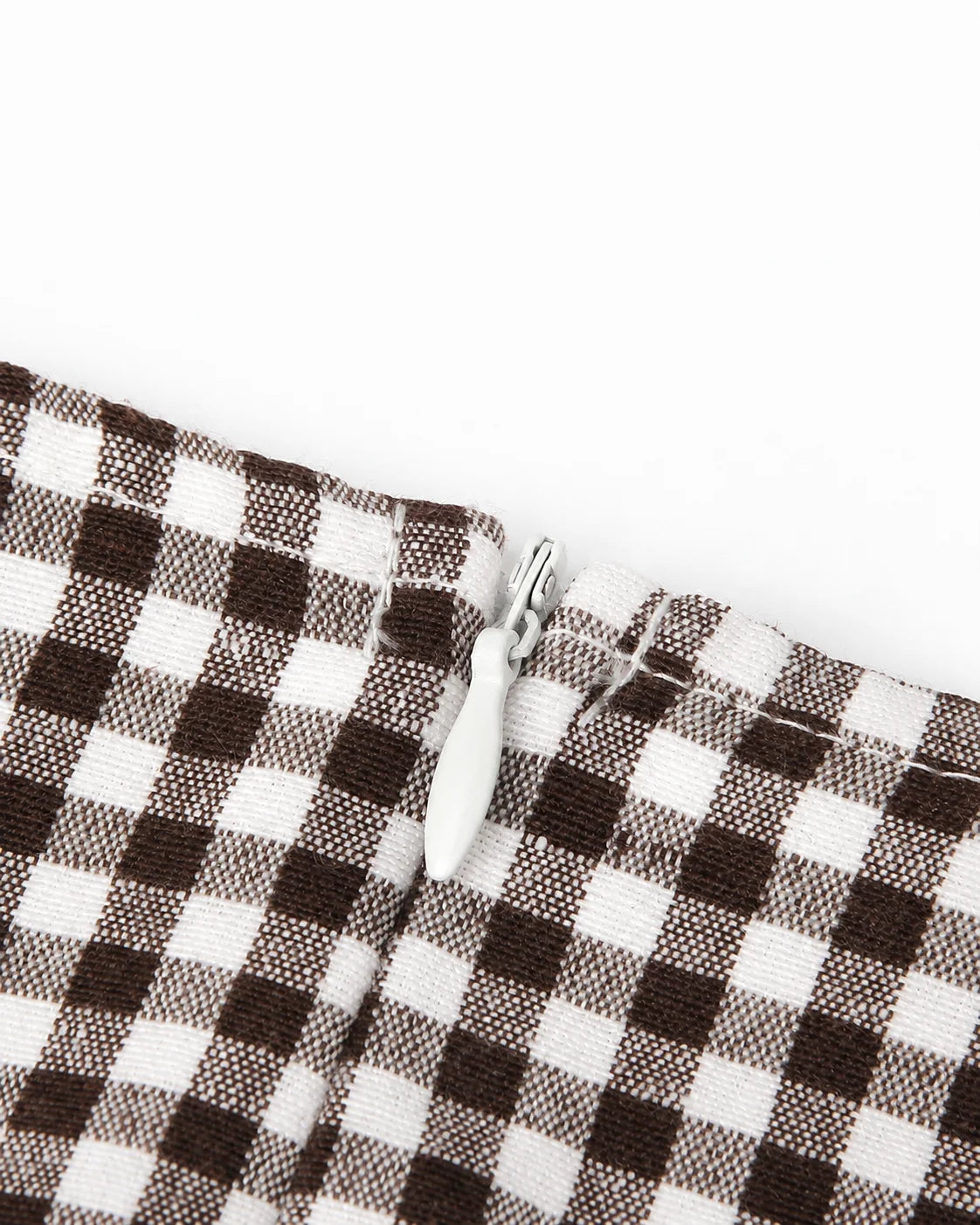 V-Neck Button Front Gingham Fitted Mini Dress | Oyese