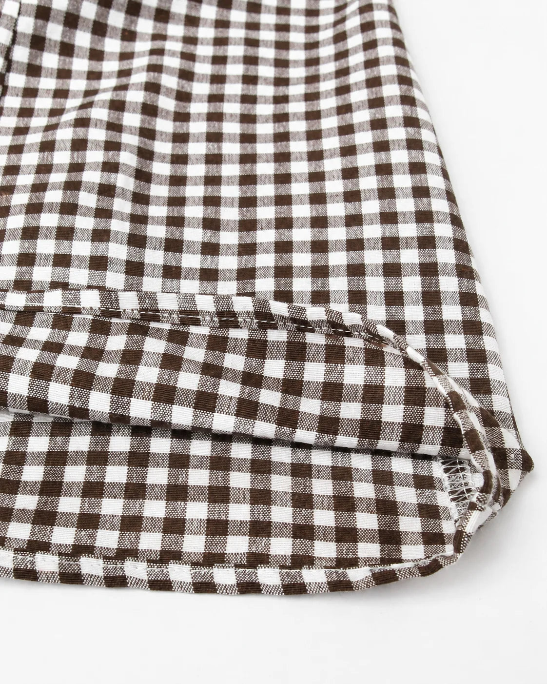 V-Neck Button Front Gingham Fitted Mini Dress | Oyese